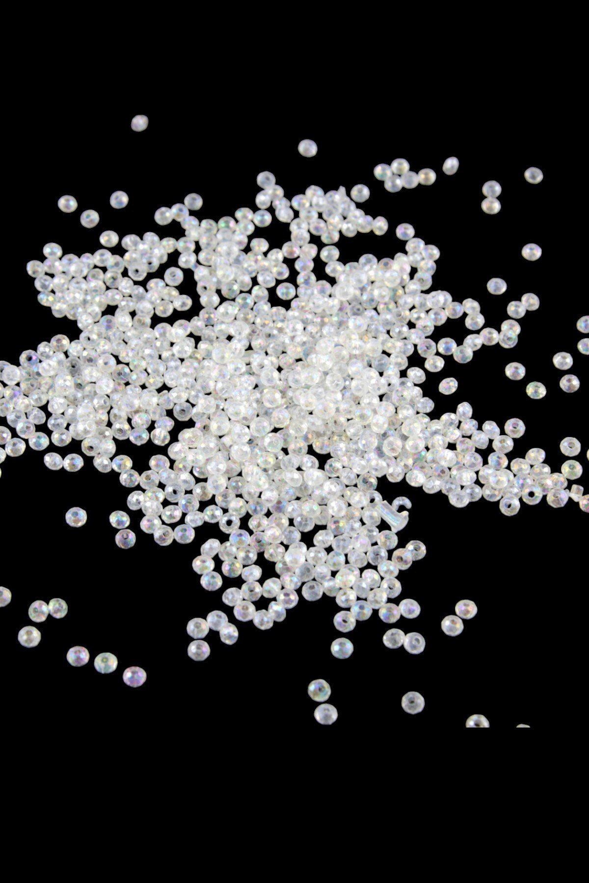 Beyaz Şeffaf 4 mm Basık Boncuk Akseuar Takı Malzeme (25 Gr)