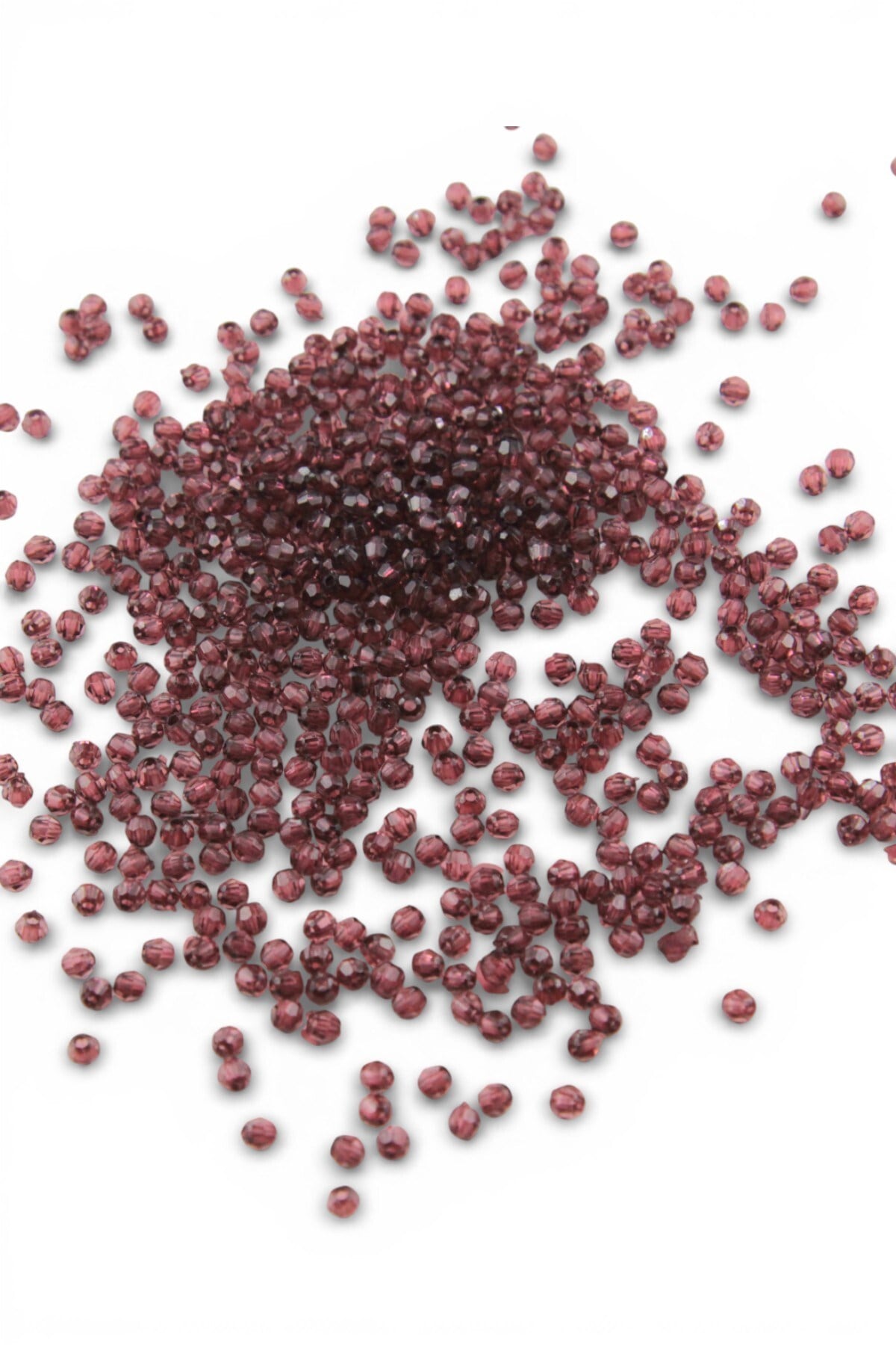 Bordo - Mürdüm Tonları 4 mm Basık Yuvarlak Akrilik Boncuk Aksesuar Takı Malzemesi (25 Gram)