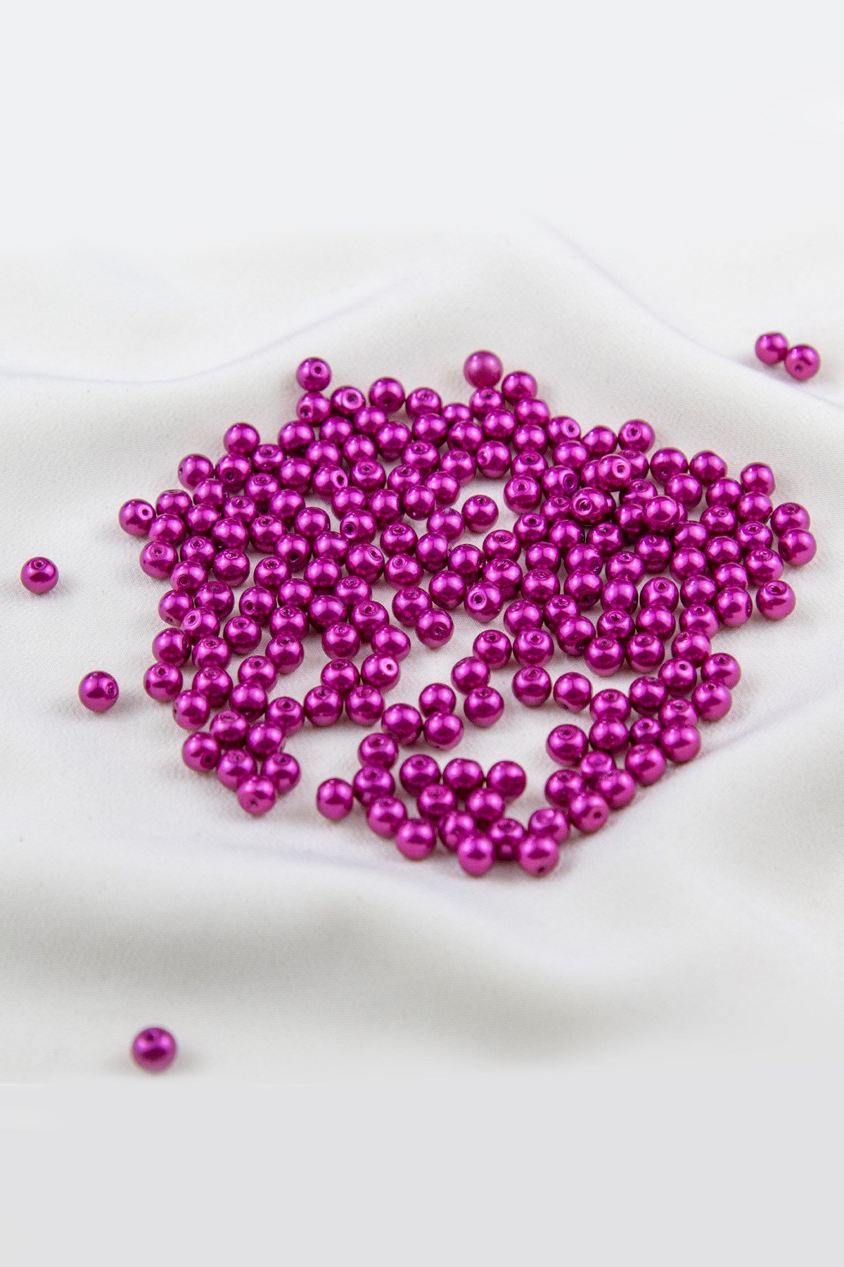 Cam İnci Boncuk 5 mm Fuşya Aksesuar Takı Malzemesi (25 Gr)