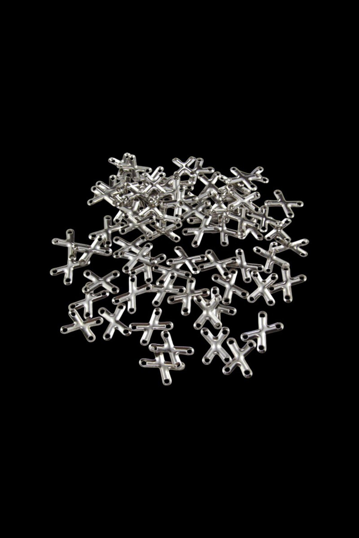 Çarpı Desenli 26x16 mm Metal Pul 10 Adet (Küpe Aparatı, Bileklik Ucu, Broş Aksesuar)