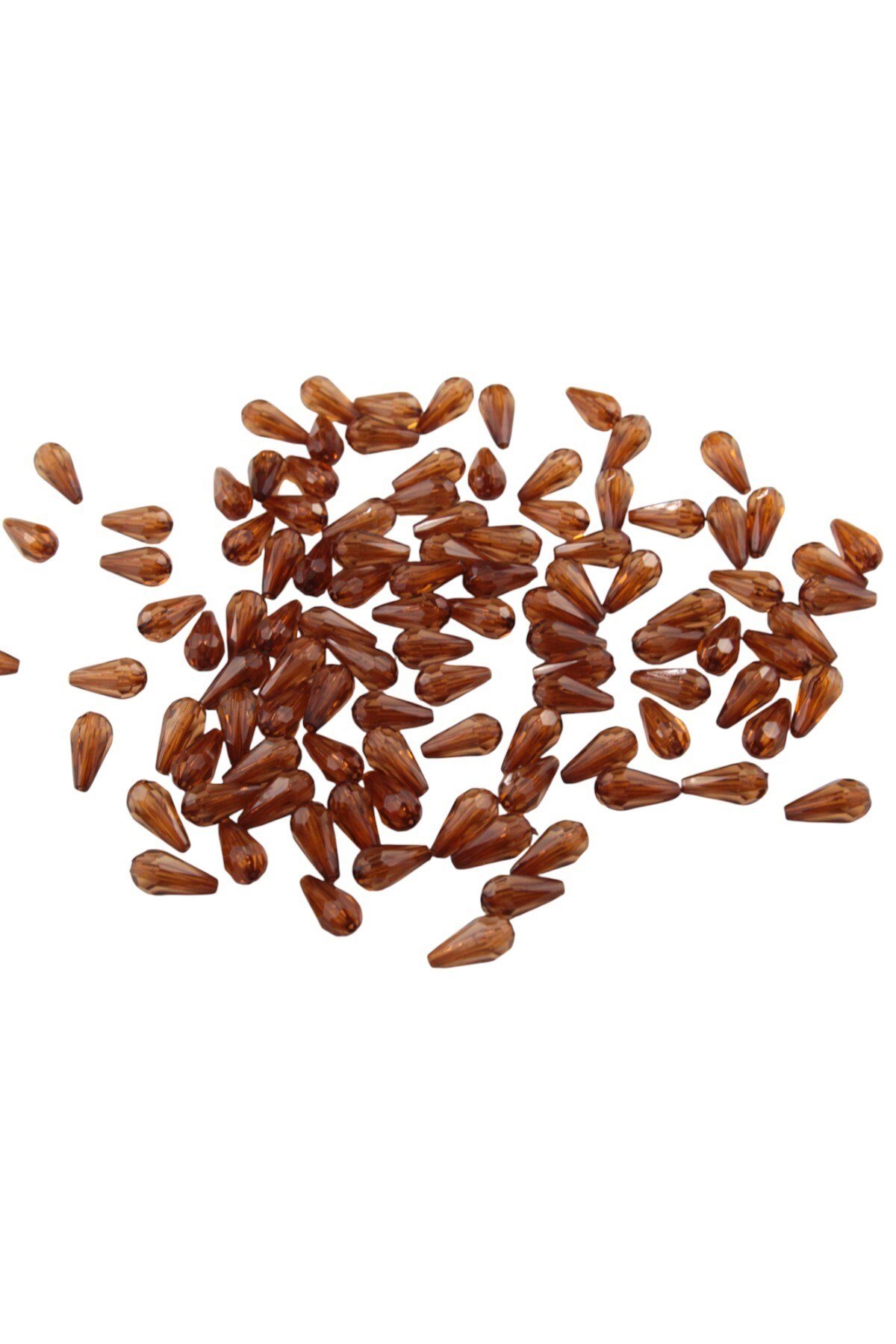 Damla Akrilik Boncuk Açık Kahve 7x14 mm İçten Delikli Boncuk (25 gr 70 Adet)