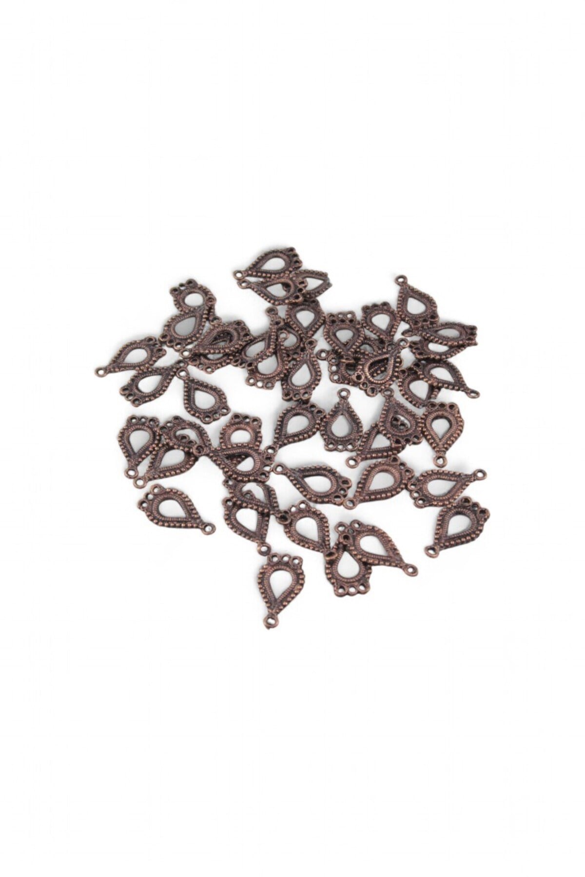 Damla Desenli 25x15 mm Zamak Pul 10 Adet (Küpe Aparat, Bileklik Ucu, Broş Aksesuar)