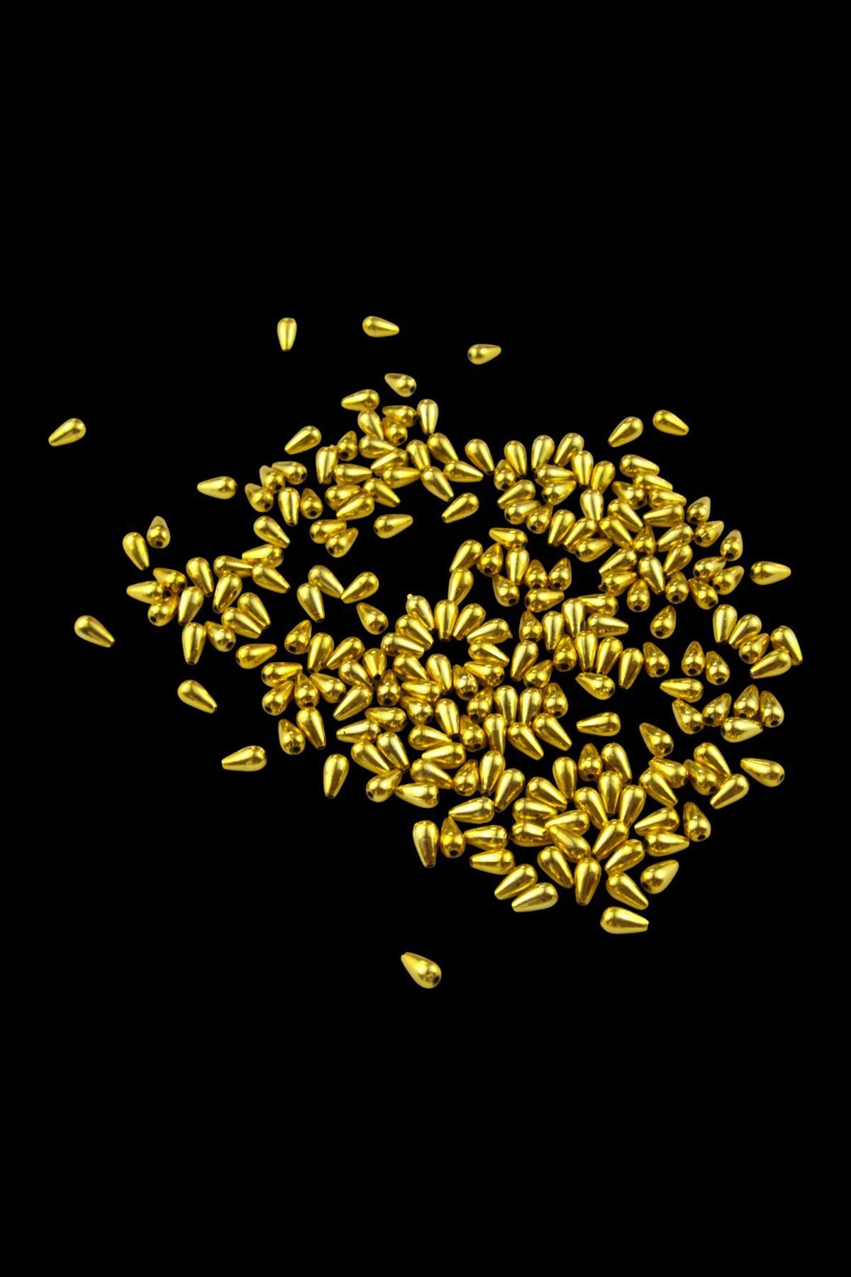 Damla İnci 6x10 mm Gold Rengi Boncuk (20 Gr Ortalama 125 Adet)