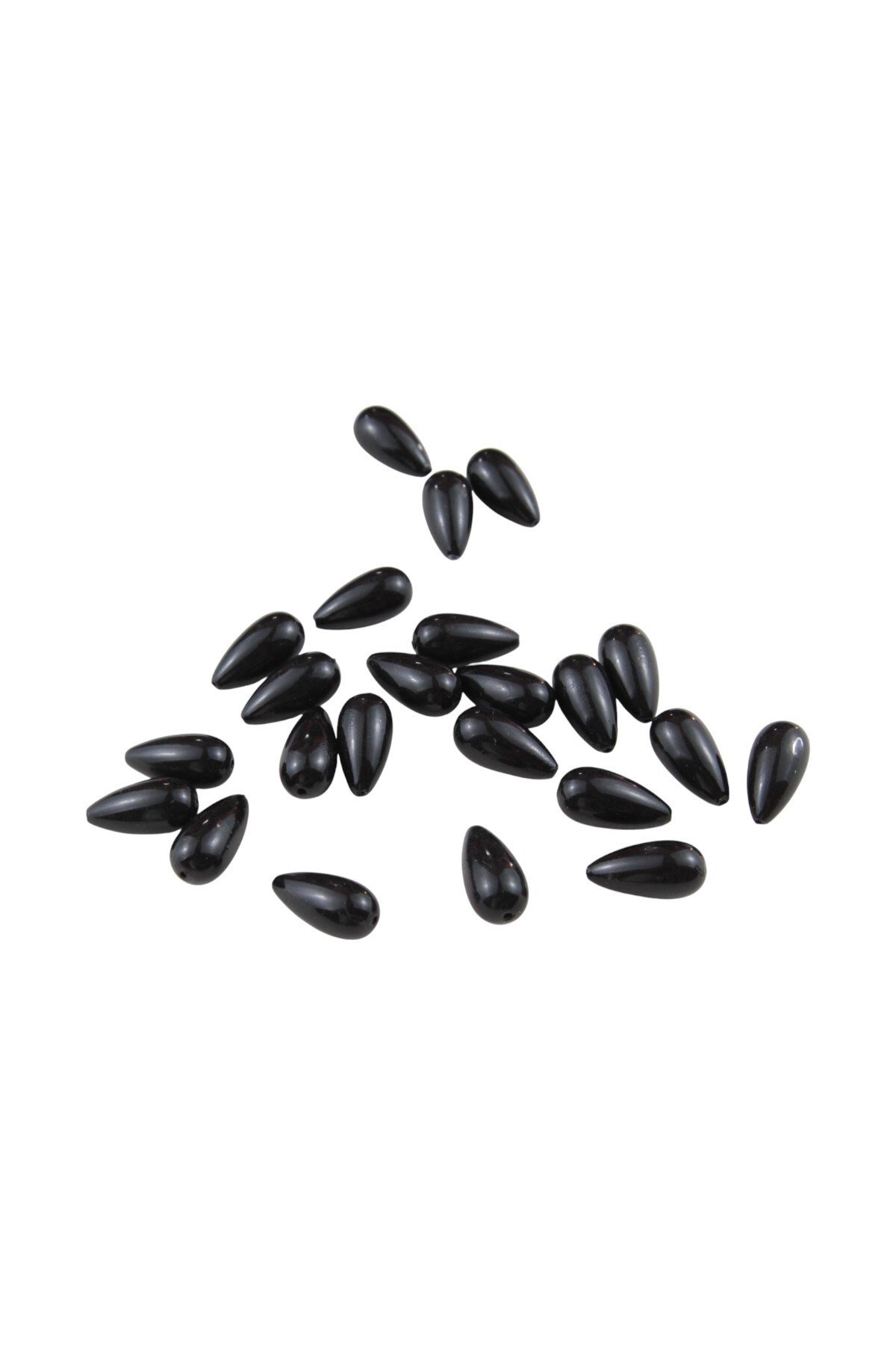 Damla İnci İçten Delikli 12x23 mm Siyah Boncuk (25 gr 16 Adet)