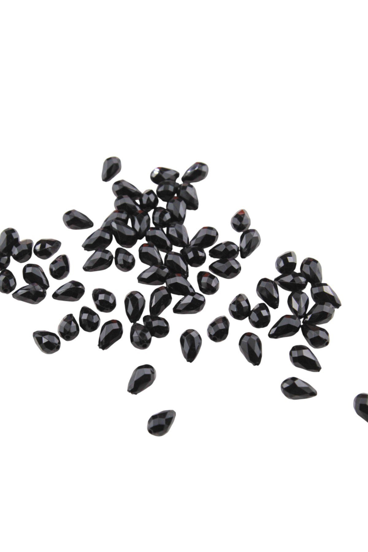 Damla Siyah İçten Delikli 10x14 mm Akrilik Boncuk (25 Gr 34 Adet)