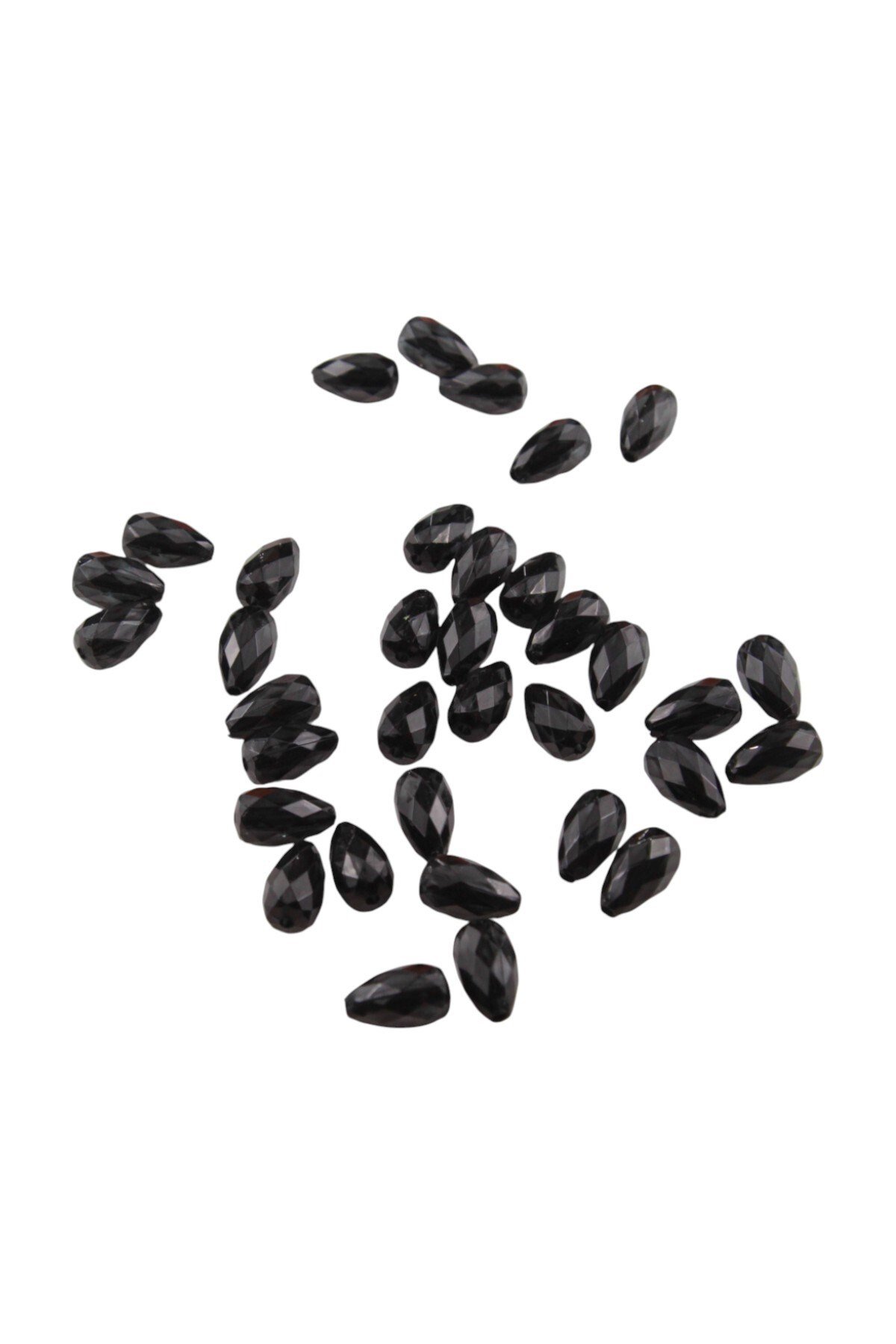 Damla Siyah İçten Delikli 7x14 mm Akrilik Boncuk (25 Gr 70 Adet)