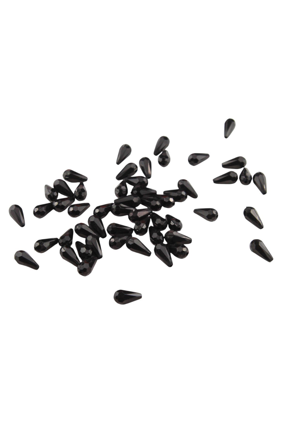 Damla Siyah İçten Delikli 8x13 mm Akrilik Boncuk (25 Gr 60 Adet)