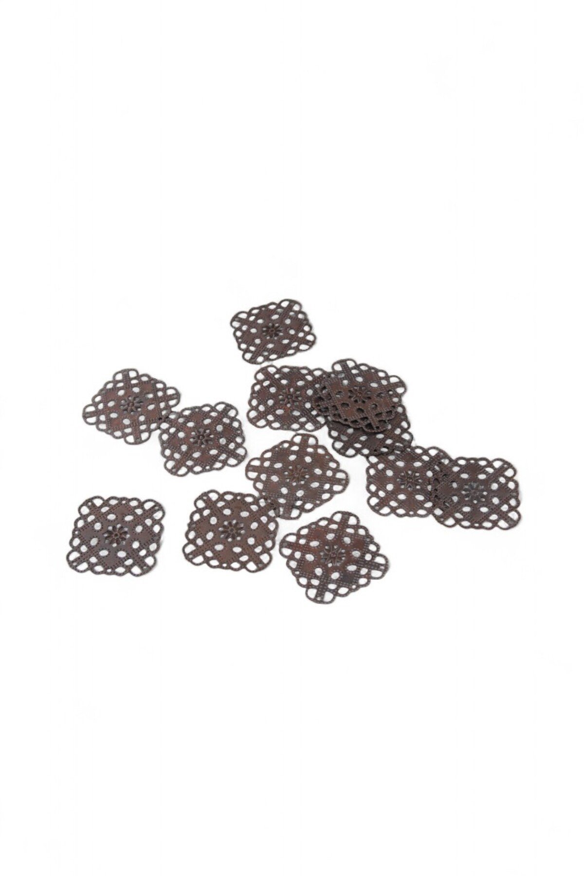 Dantel Motifli 35x35 mmDelikli Süslemeli Takı Malzemesi (10 Adet)