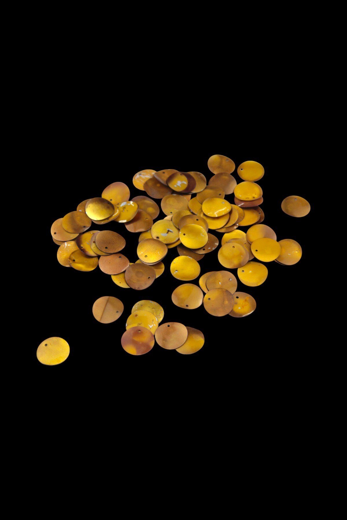 Doğal Sarı 14 mm Yandan Delikli Plastik Pul Payet 30 Gr (Tülbent, Oya, Havlu Malzemesi)