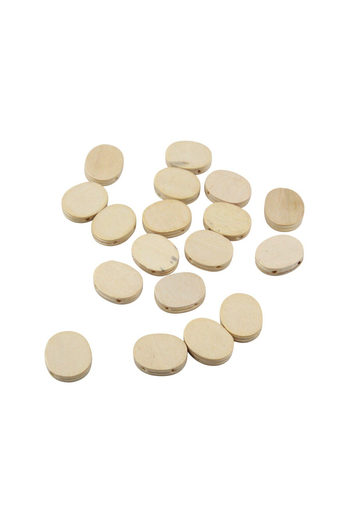 Dört Delikli 19x22 mm Ham Oval Ahşap Bocuk (10 Adet)