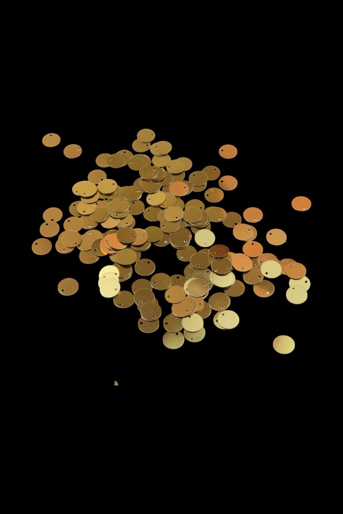 Gold 10 mm Yandan Delikli Plastik Pul Payet 30 Gr (Tülbent, Oya, Havlu Malzemesi)