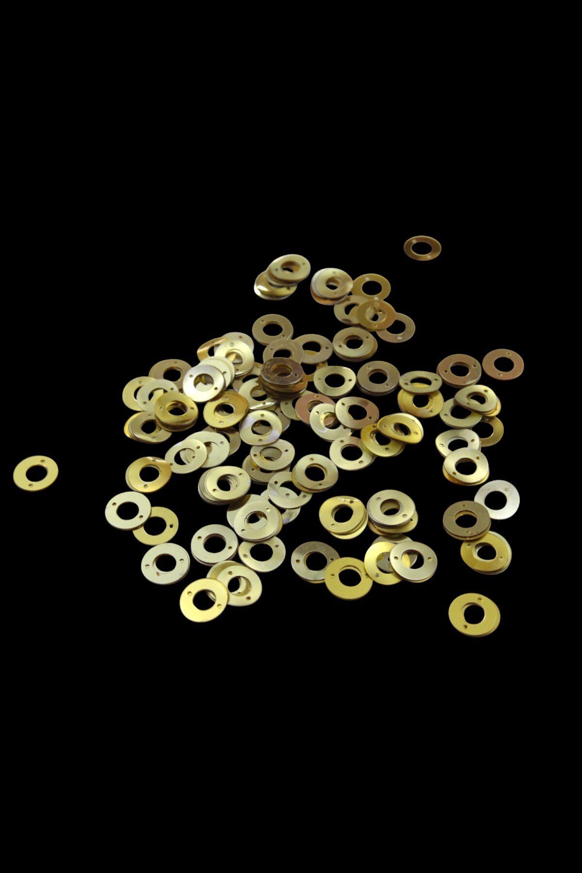 Gold 12 mm Halka Model Plastik Pul Payet 30 Gr (Tülbent, Oya, Abiye, Havlu Malzemesi)