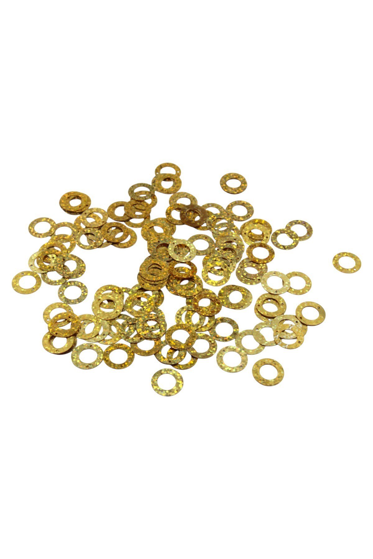 Gold 14 mm Janjanlı (Lazerli) Plastik Pul Payet 30 Gr (Tülbent, Oya, Abiye, Havlu Malzemesi)