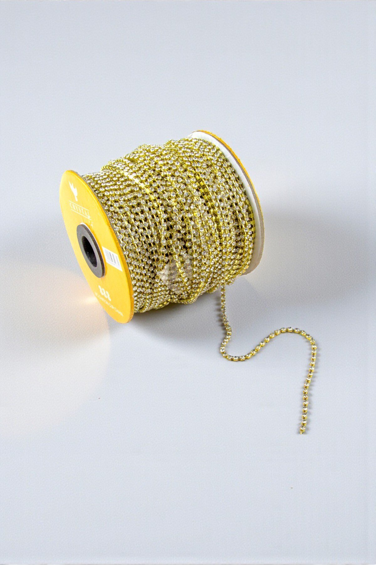 Gold Kasa SS12 3 mm Kristal Taşlı Şerit Zincir (4 Metre)