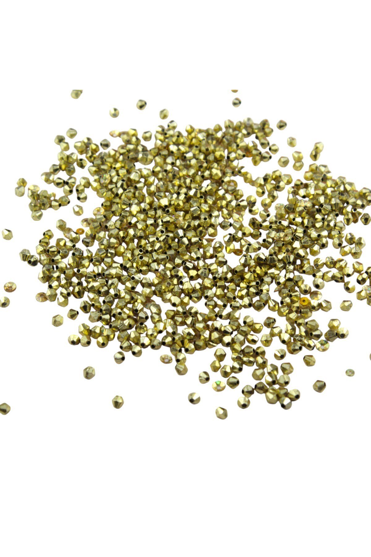 Gold Rengi 4 mm Piramit Plastik Boncuk Aksesuar Takı Malzemesi (25 Gr)