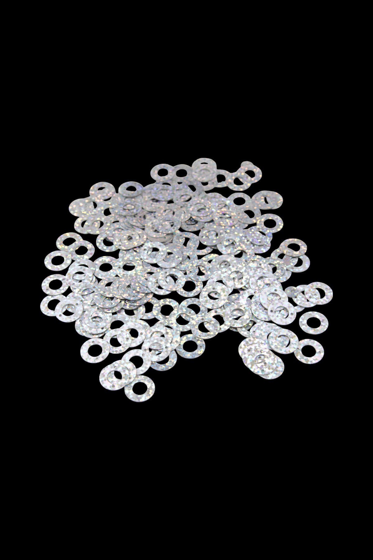 Gümüş 12 mm Lazerrli Plastik Pul Payet 30 Gr (Tülbent, Oya, Abiye, Havlu Malzemesi)