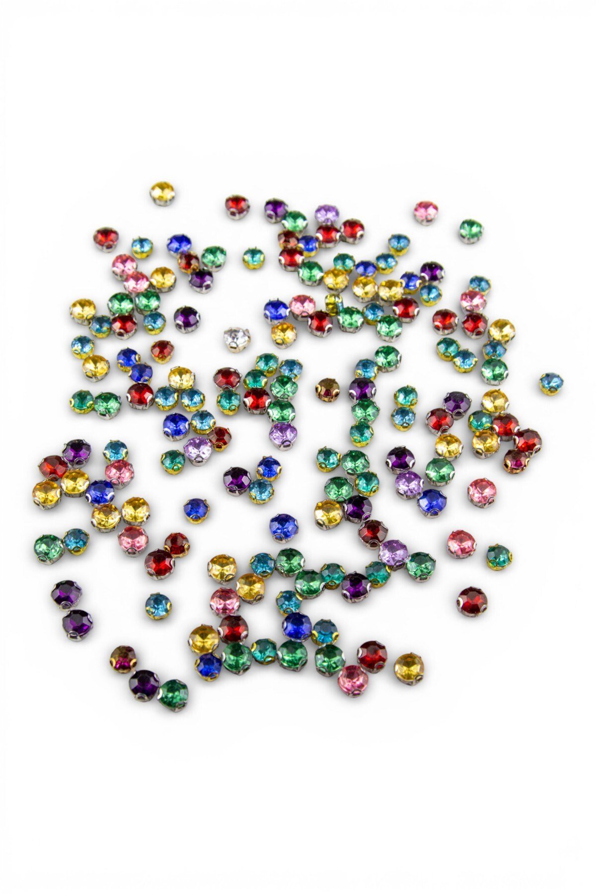 Karışık Renk Gold ve Nikel Kasa Dikme Beyoğlu Taşı (SS30, SS40) 6 mm - 7 mm (100 Adet)