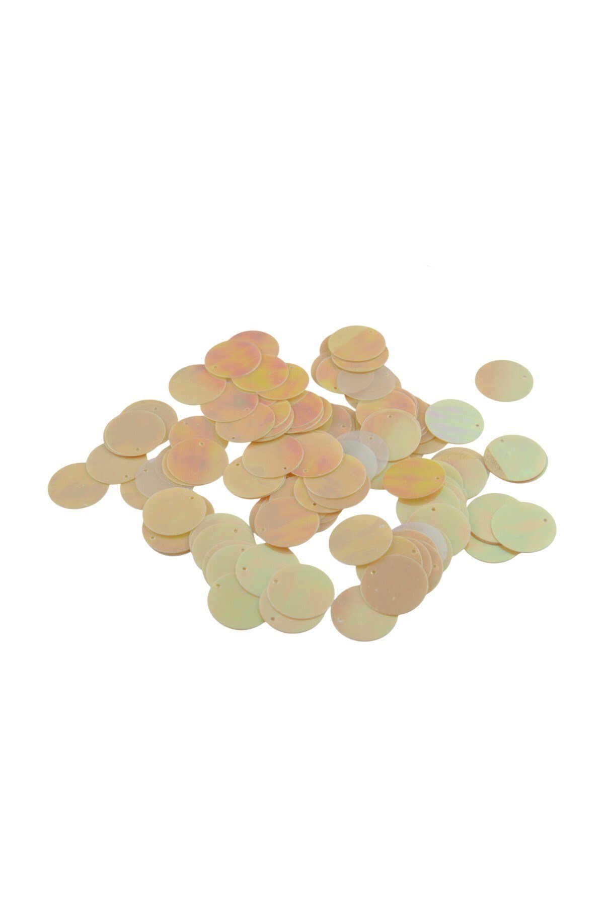 Kavun Rengi 20 mm Yandan Delikli Plastik Pul Payet 30 Gr (Tülbent, Oya, Havlu Malzemesi)