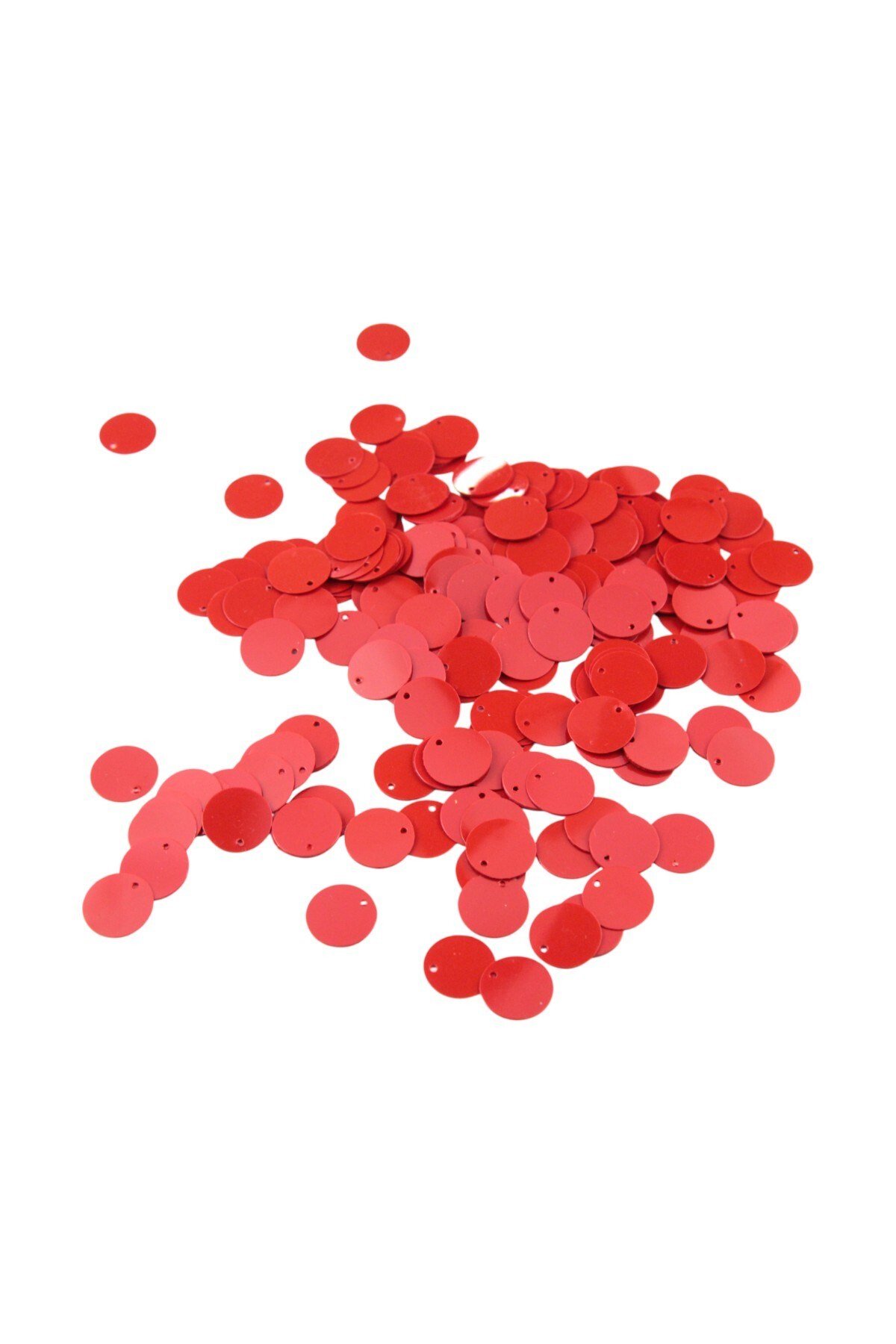 Kırmızı 12 mm Yandan Delikli Plastik Pul Payet 30 Gr (Tülbent, Oya, Havlu Malzemesi)