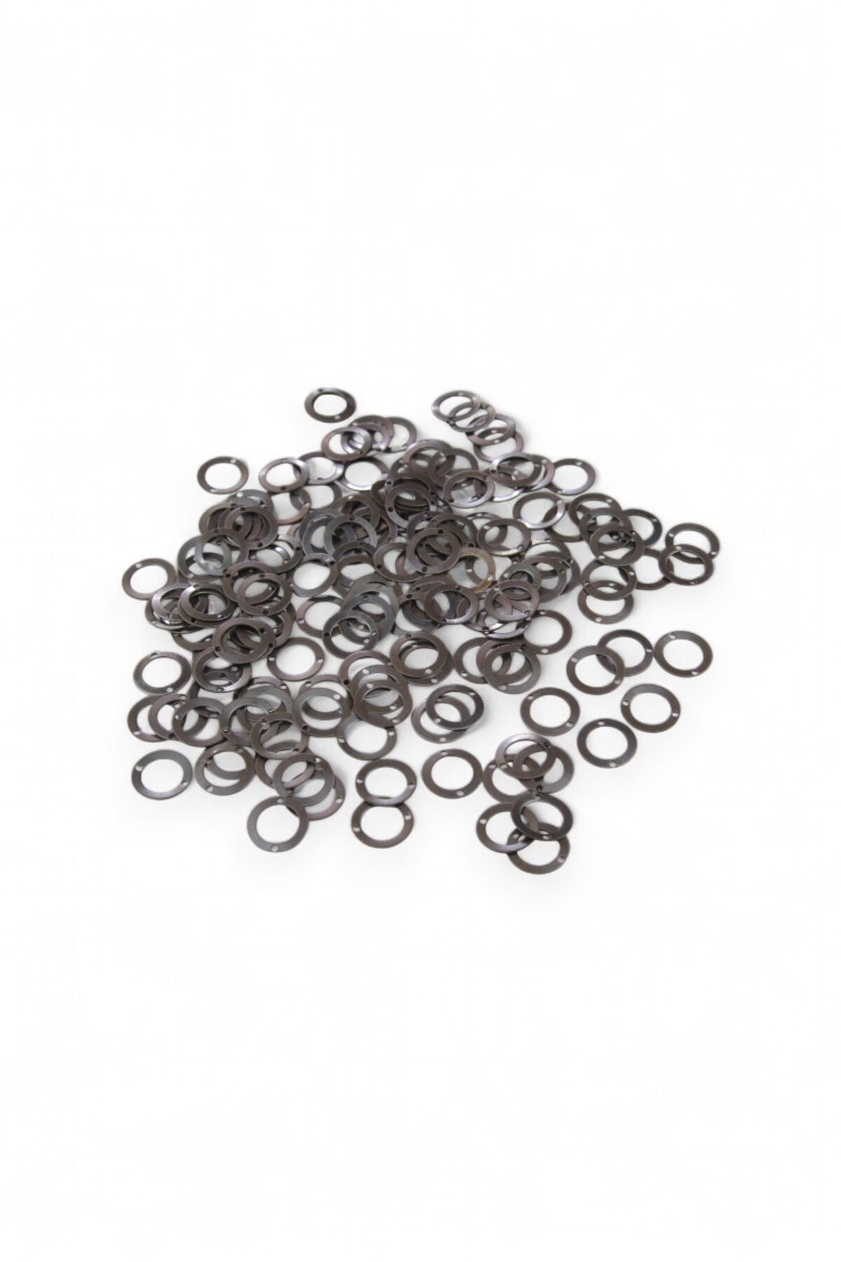 Koyu Gri Çift Delik 13x2 mm Pirinç Pul Payet (30 Gr 100 Adet)