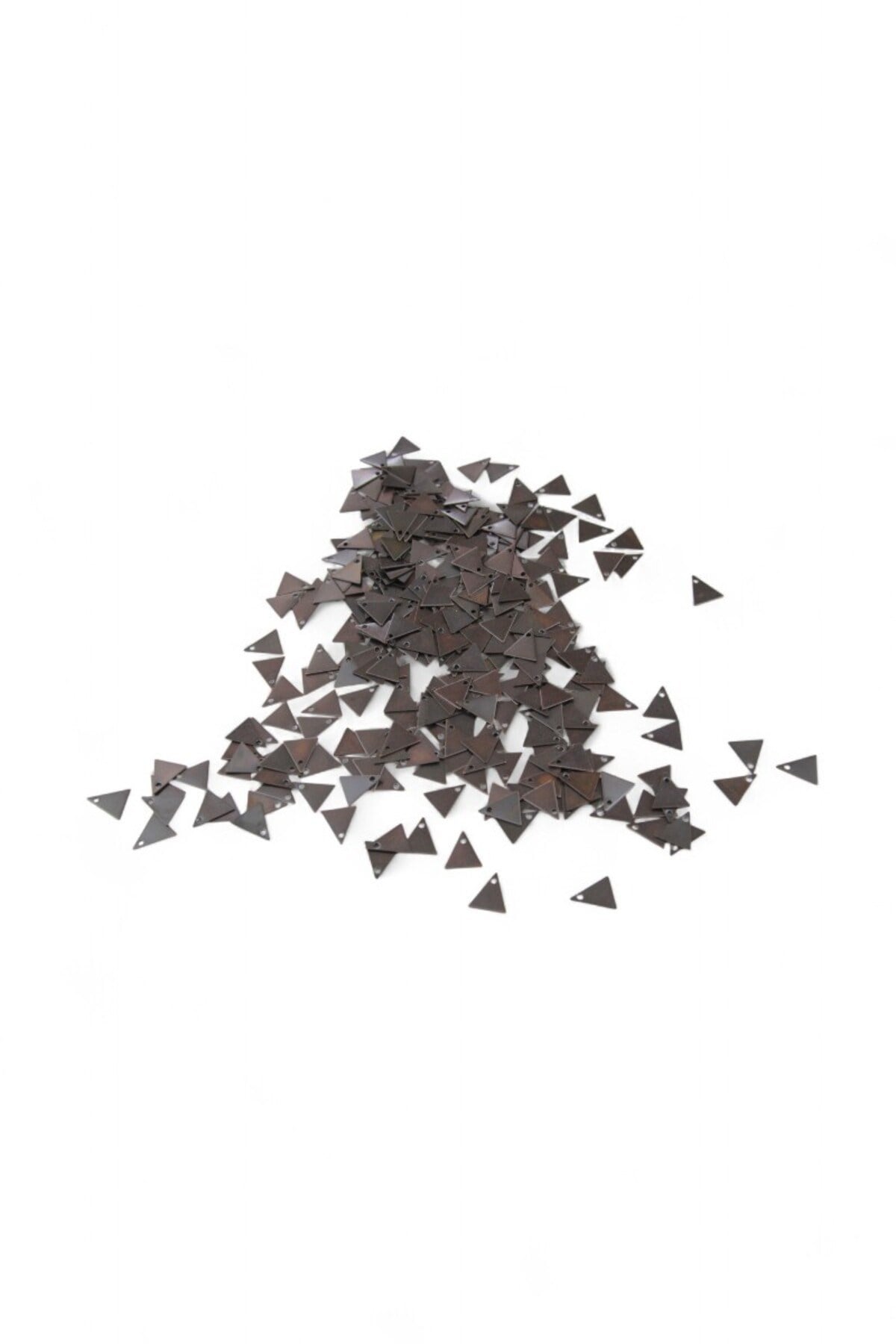 Koyu Gri Yandan Delikli 10x5 mm Üçgen Pul Payet (30 Gr 175 Adet)