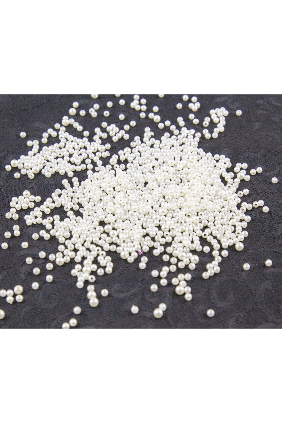 Krem 3 mm Plastik İnci Boncuk Takı Aksesuar Malzemesi (25 Gr)