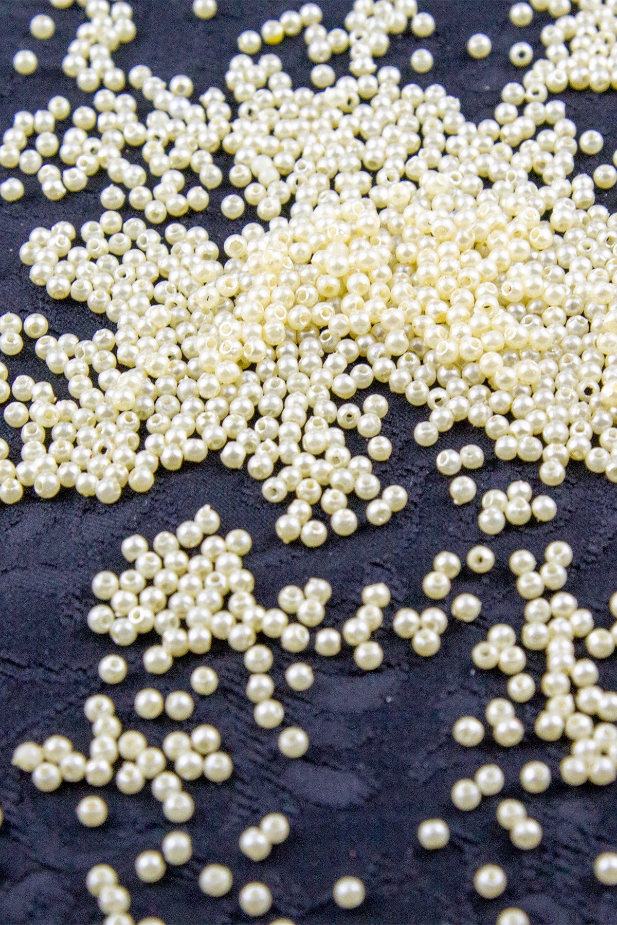 Krem Sarı 3 mm Plastik İnci Boncuk Takı Aksesuar Malzemesi (25 Gr)