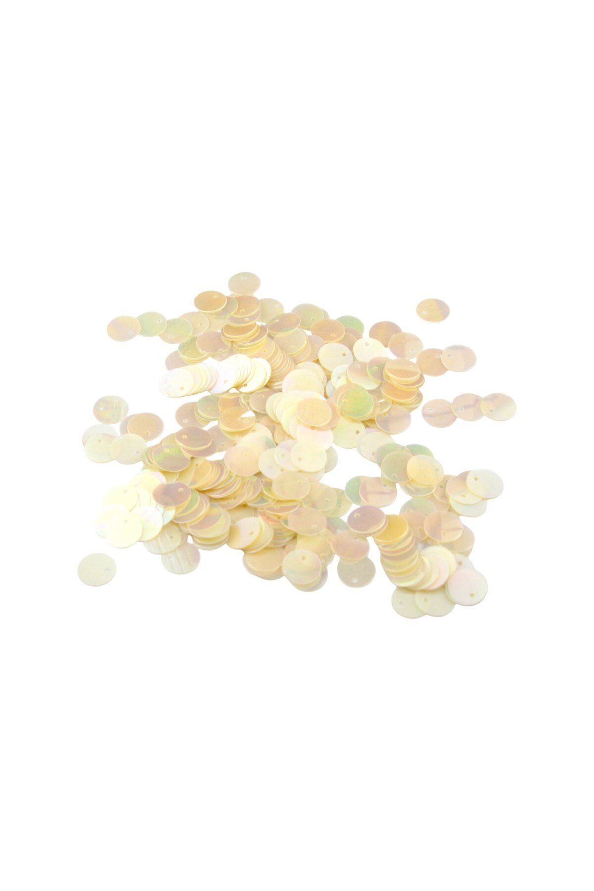 Kremsi Janjan 10 mm Yandan Delikli Plastik Pul Payet 30 Gr (Tülbent, Oya, Havlu Malzemesi)