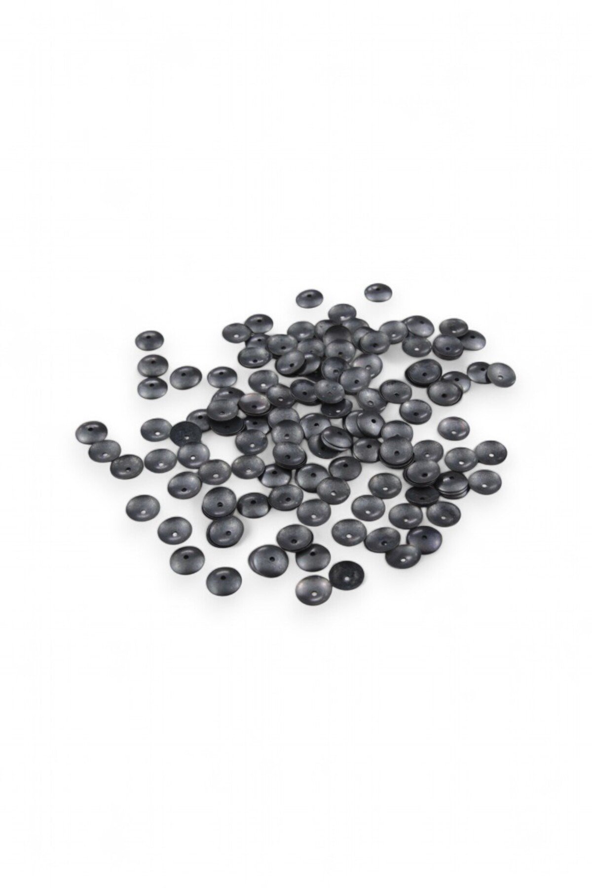 Mat Siyah 10 mm Pirinç Pul Payet Ortadan Delikli (30 Gr 105 Adet)