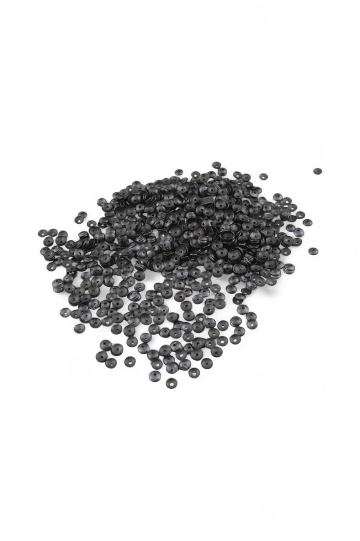 Mat Siyah 6 mm Ortadan Delikli Pirinç Pul Payet (30 Gr 300 Adet)