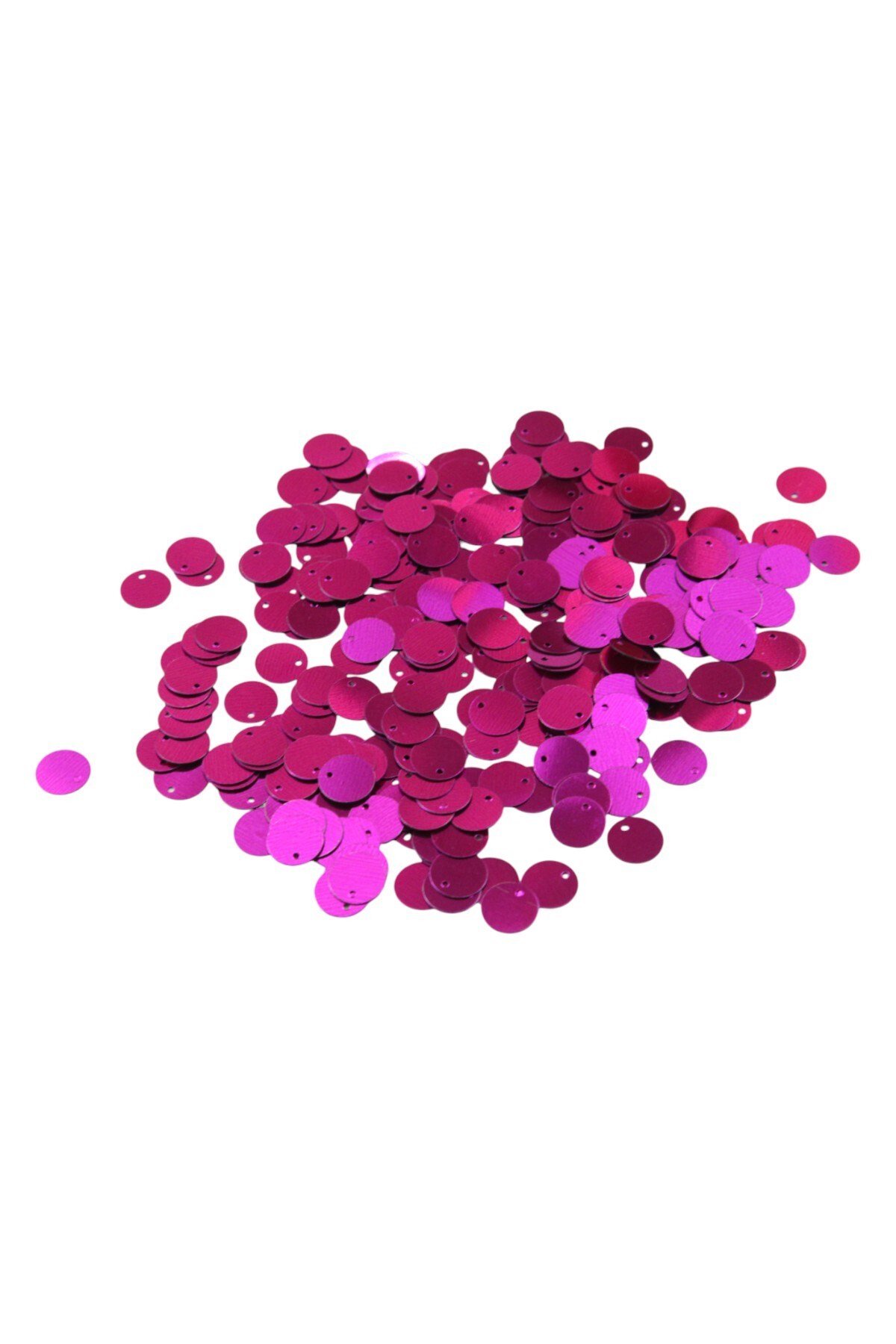 Metalize Fuşya 10 mm Yandan Delikli Plastik Pul Payet 25 Gr (Tülbent, Oya, Havlu Malzemesi)