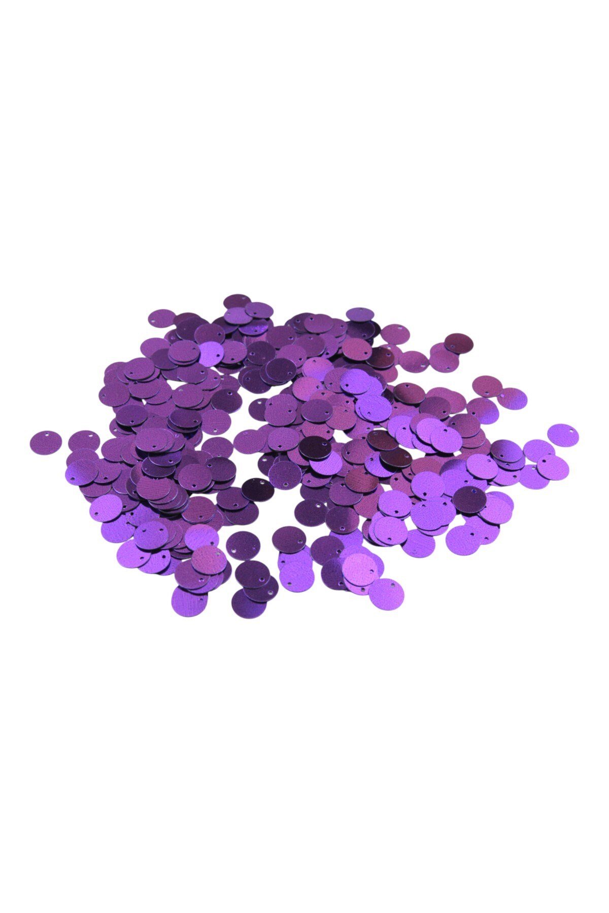 Metalize Mor 10 mm Yandan Delikli Plastik Pul Payet 30 Gr (Tülbent, Oya, Havlu Malzemesi)