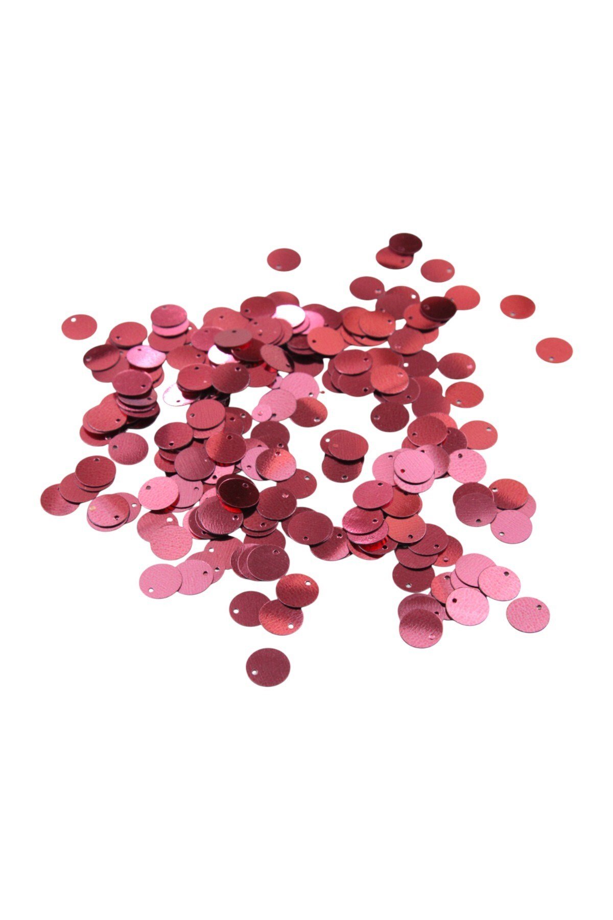 Metalize Pembe 10 mm Yandan Delikli Plastik Pul Payet 30 Gr (Tülbent, Oya, Havlu Malzemesi)