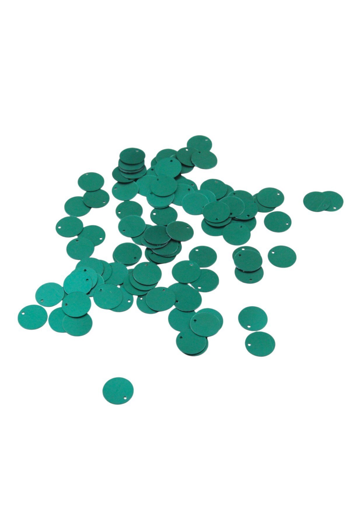 Metalize Yeşil 12 mm Yandan Delikli Plastik Pul Payet 25 Gr (Tülbent, Oya, Havlu Malzemesi)