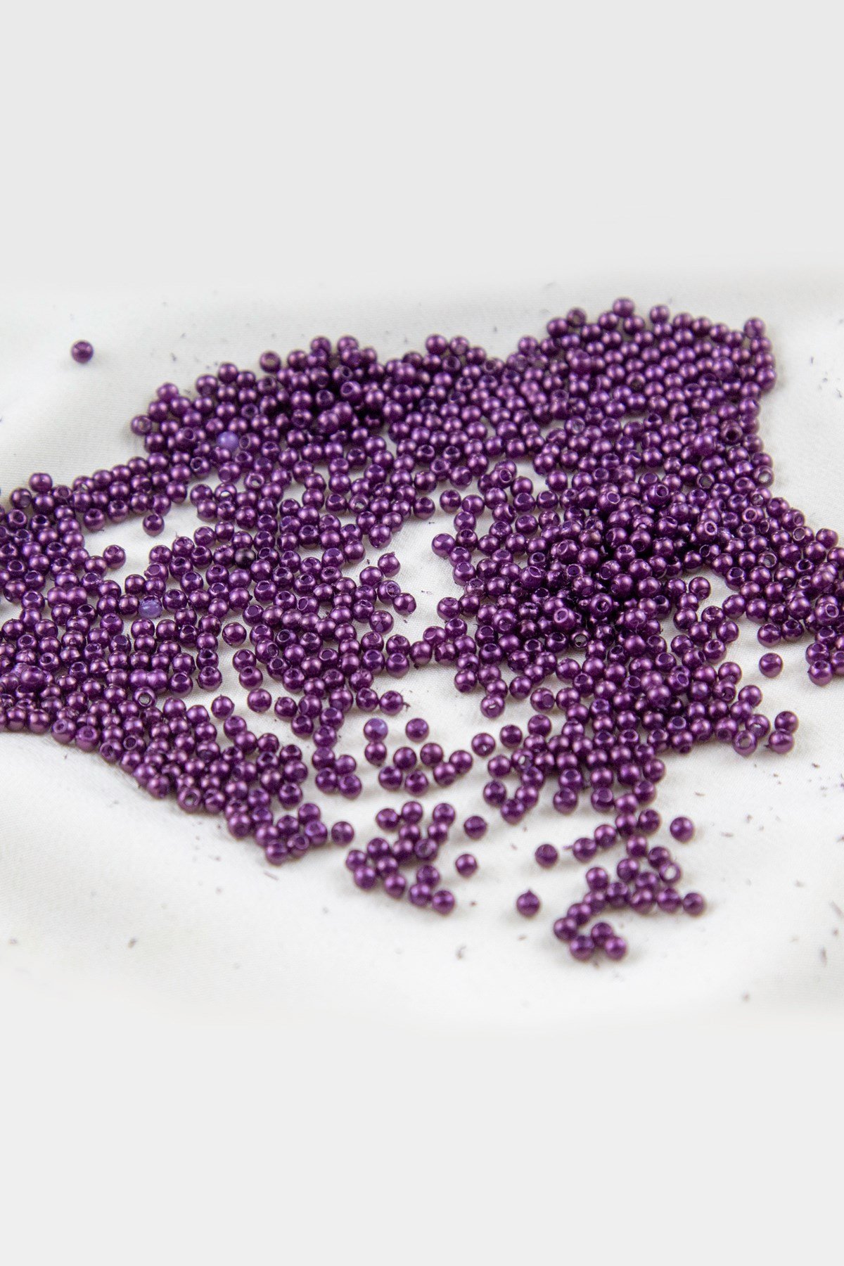 Mor 3 mm Plastik İnci Boncuk Takı Aksesuar Malzemesi (25 Gr)