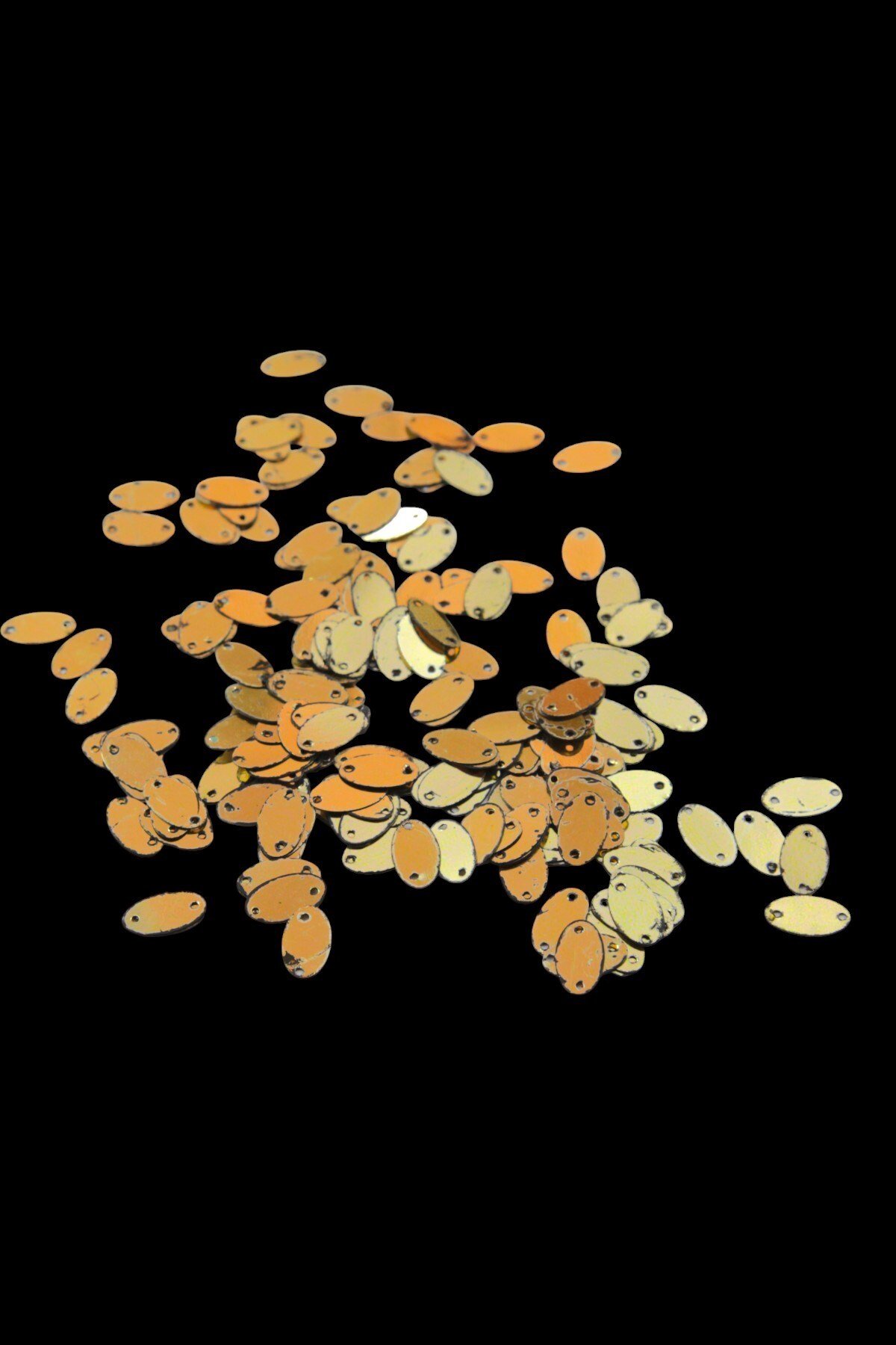 Oval Gold 8x13 mm Çift Delikli Pul Payet 30 Gr (Tülbent, Oya, Havlu Malzemesi)