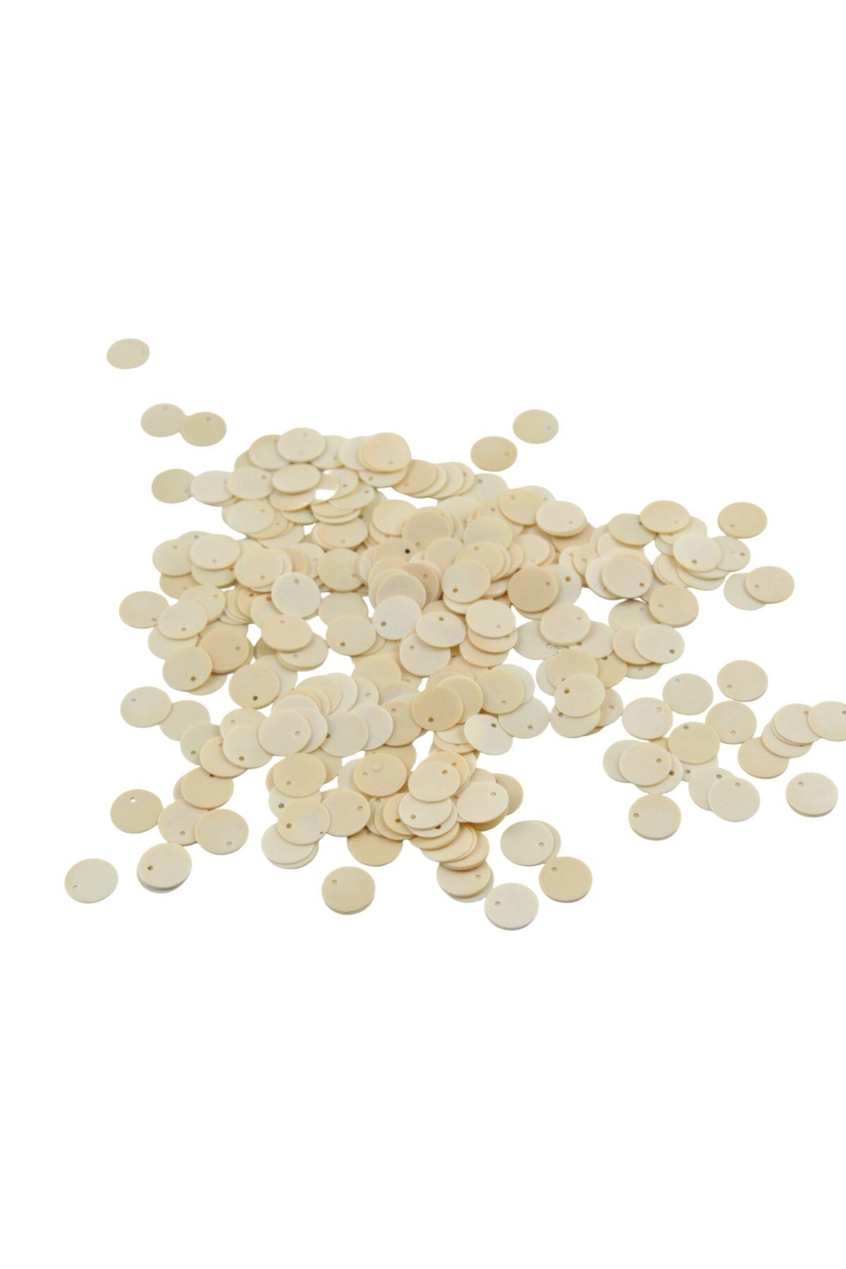 Pastel Bej 10 mm Yandan Delikli Plastik Pul Payet 30 Gr (Tülbent, Oya, Havlu Malzemesi)