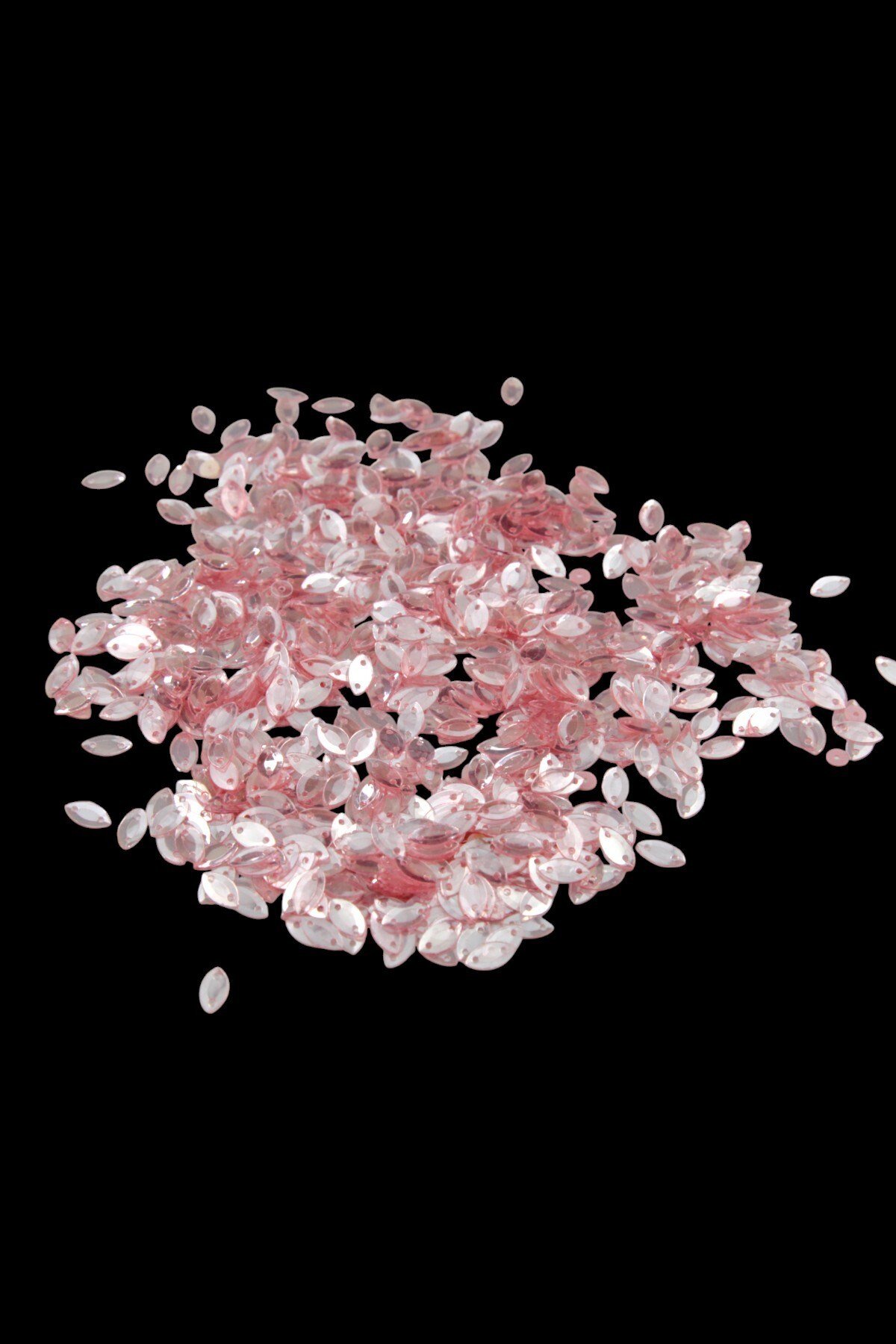 Pembe Şeffaf 6x10 mm Mekik Desen Plastik Pul Payet 30 Gr (Tülbent, Oya, Havlu Malzemesi)