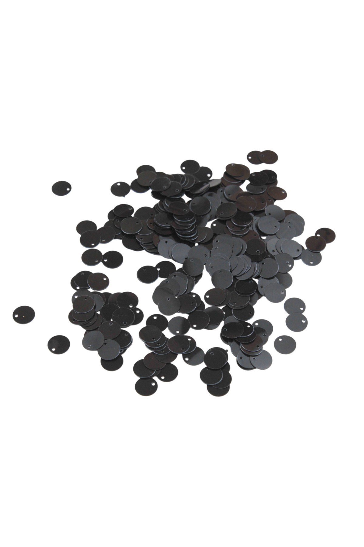 Siyah 10 mm Yandan Delikli Plastik Pul Payet 30 Gr (Tülbent, Oya, Havlu Malzemesi)