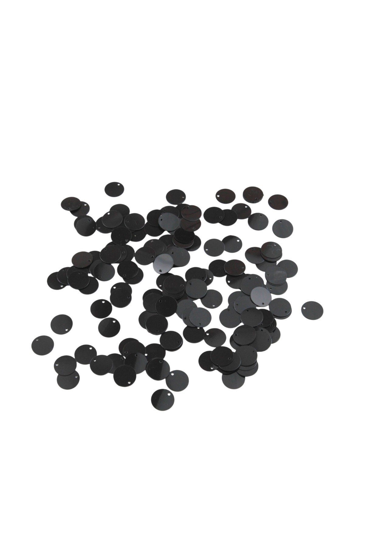 Siyah 12 mm Yandan Delikli Plastik Pul Payet 30 Gr (Tülbent, Oya, Havlu Malzemesi)