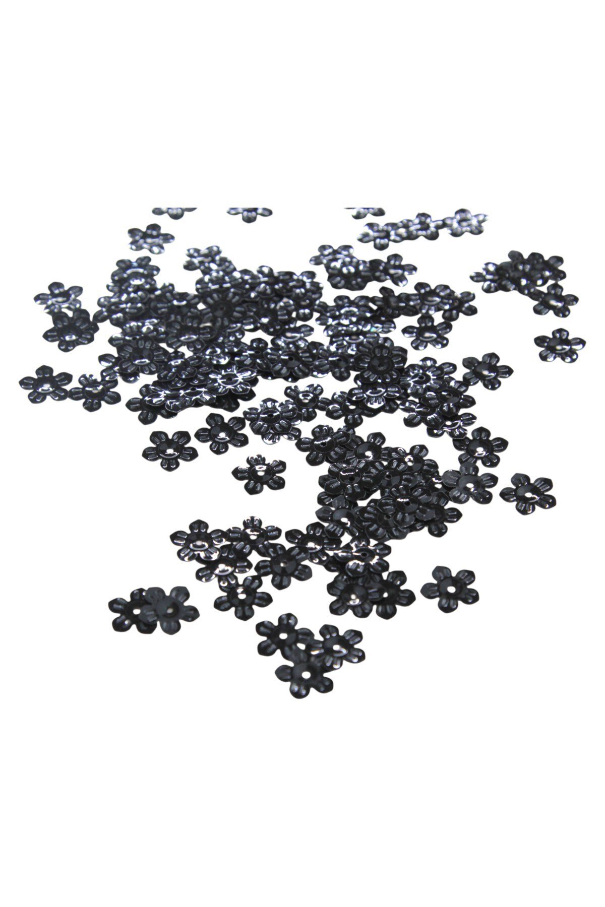 Siyah 14 mm Yıldız Desen Randela Pul Payet 30 Gr (Tülbent, Oya, Havlu Malzemesi)