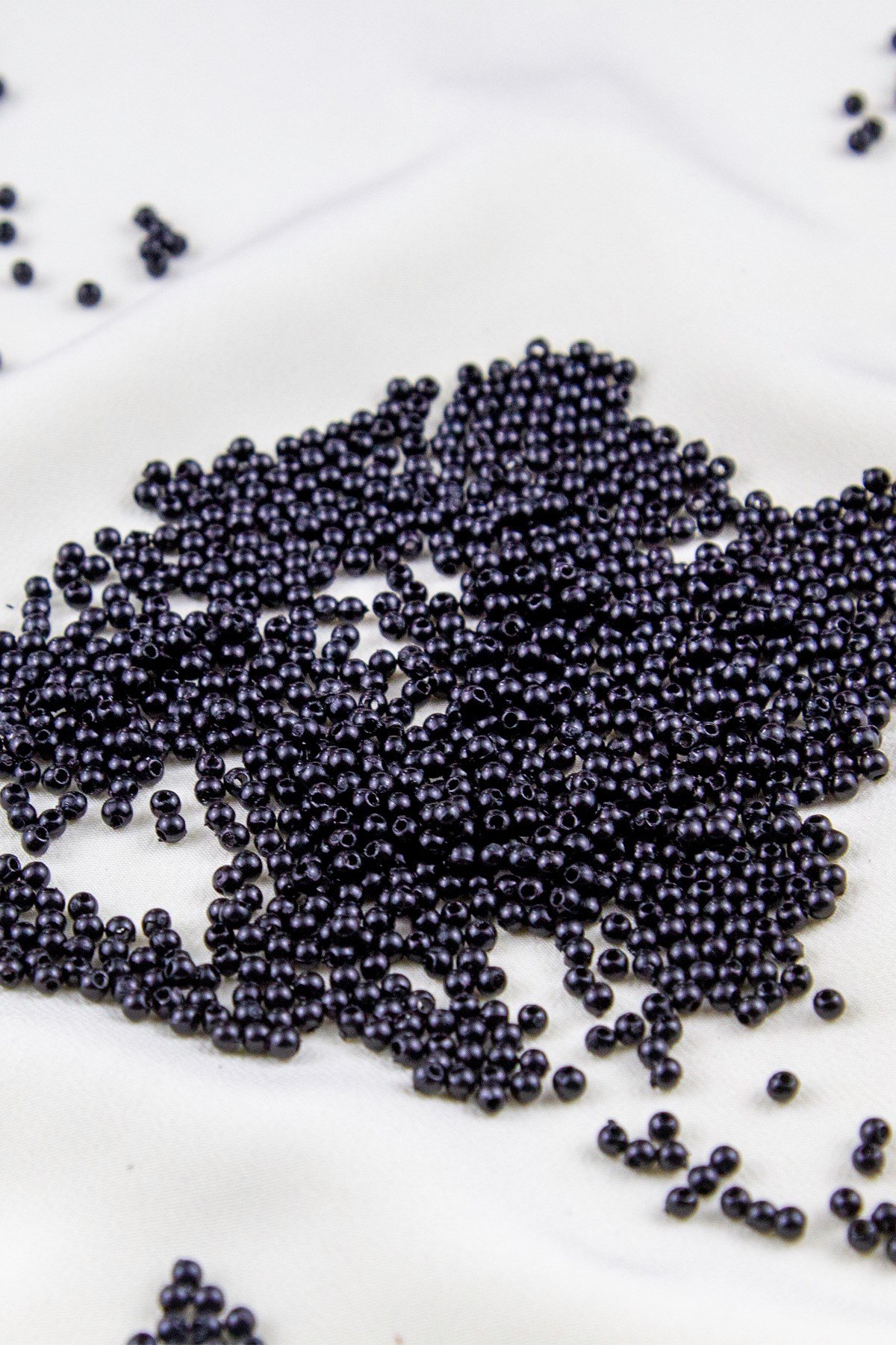 Siyah 3 mm Plastik İnci Boncuk Takı Aksesuar Malzemesi (25 Gr)