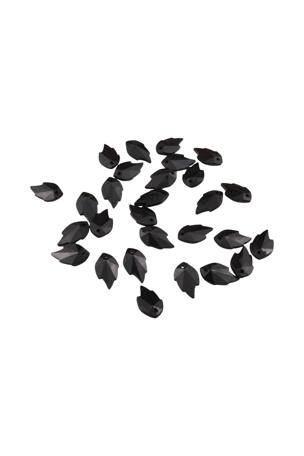 Siyah Yandan Delikli Yaprak Desen 13x23 mm Boncuk Aksesuar (10 Adet)