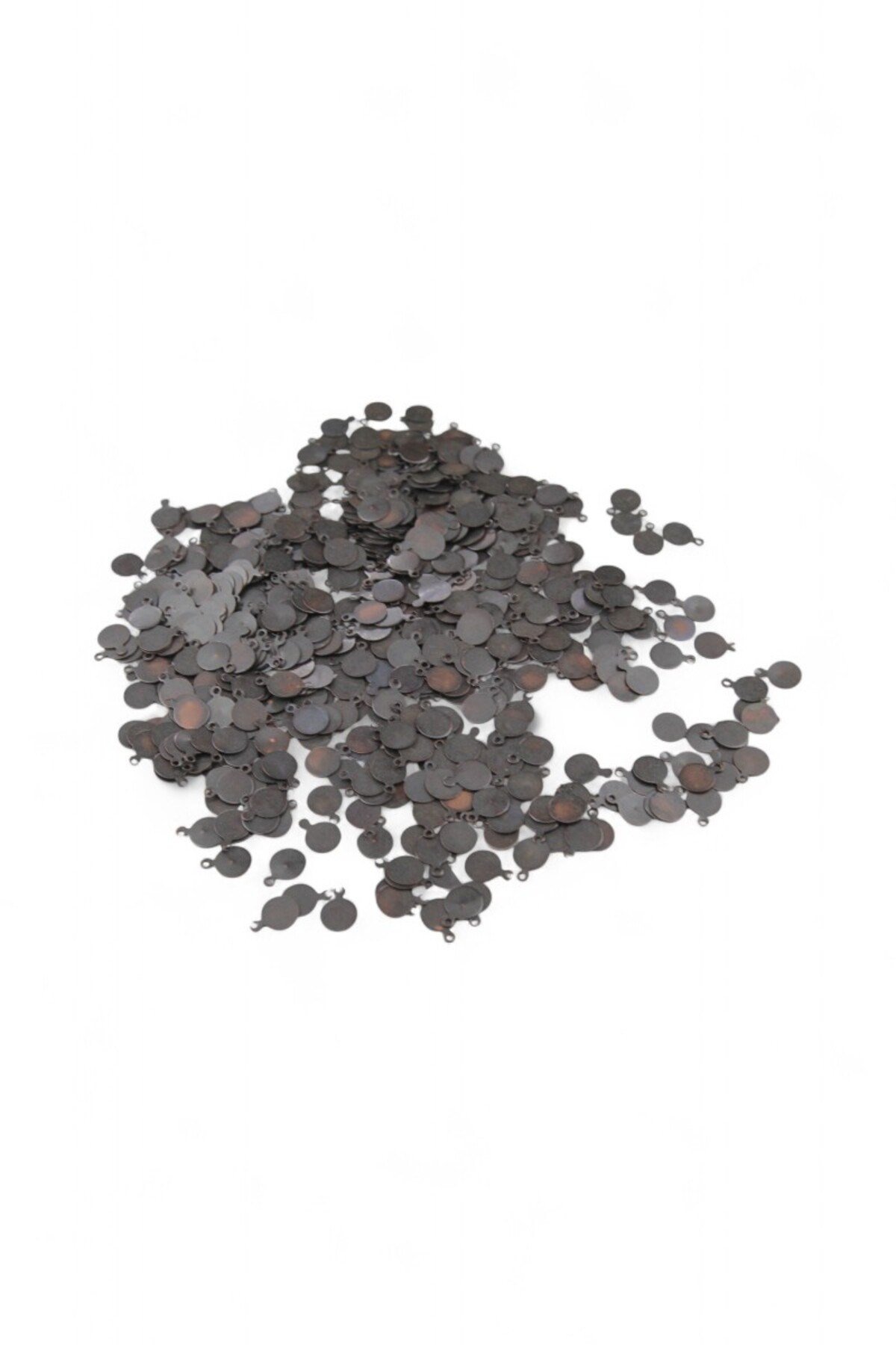 Yandan Delikli 8 mm Küpe Desenli Koyu Metal Pul Payet (30 Gr 150 Adet)