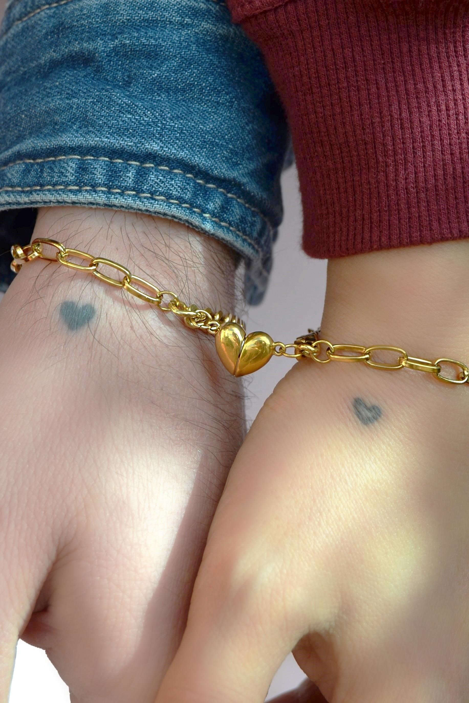 Çelik İkili Mıknatıslı Kalp Sevgili Bilekliği Çift Bilekliği Best Friends