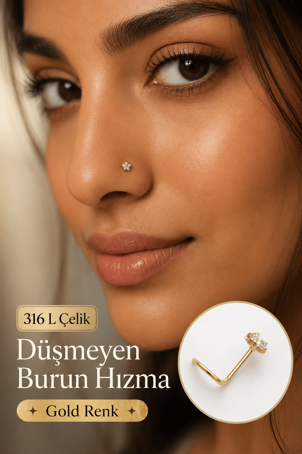 Çiçek Model Düşmeyen Kıvrımlı Çelik Burun Hızması