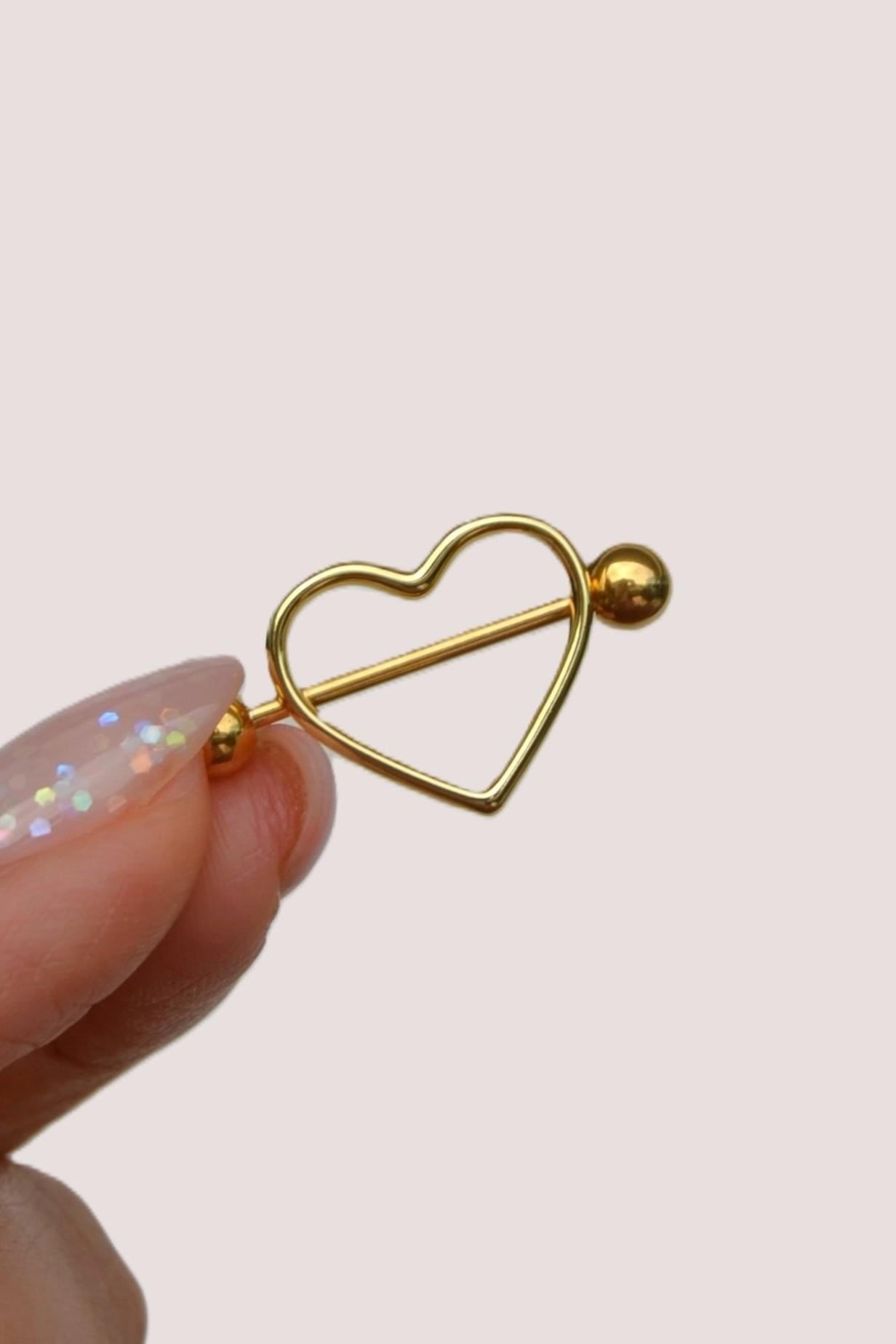 Kalpli Çerçeve Göğüs Piercingi 18 mm Kalpli Nipple Piercing