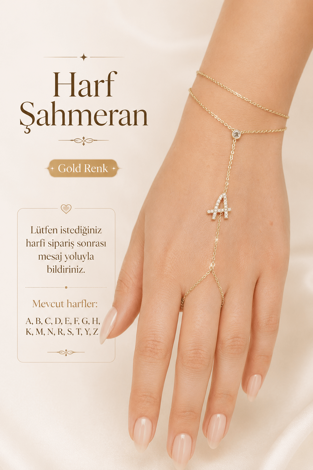 Zirkon Taşlı Harfli Şahmeran Bileklik