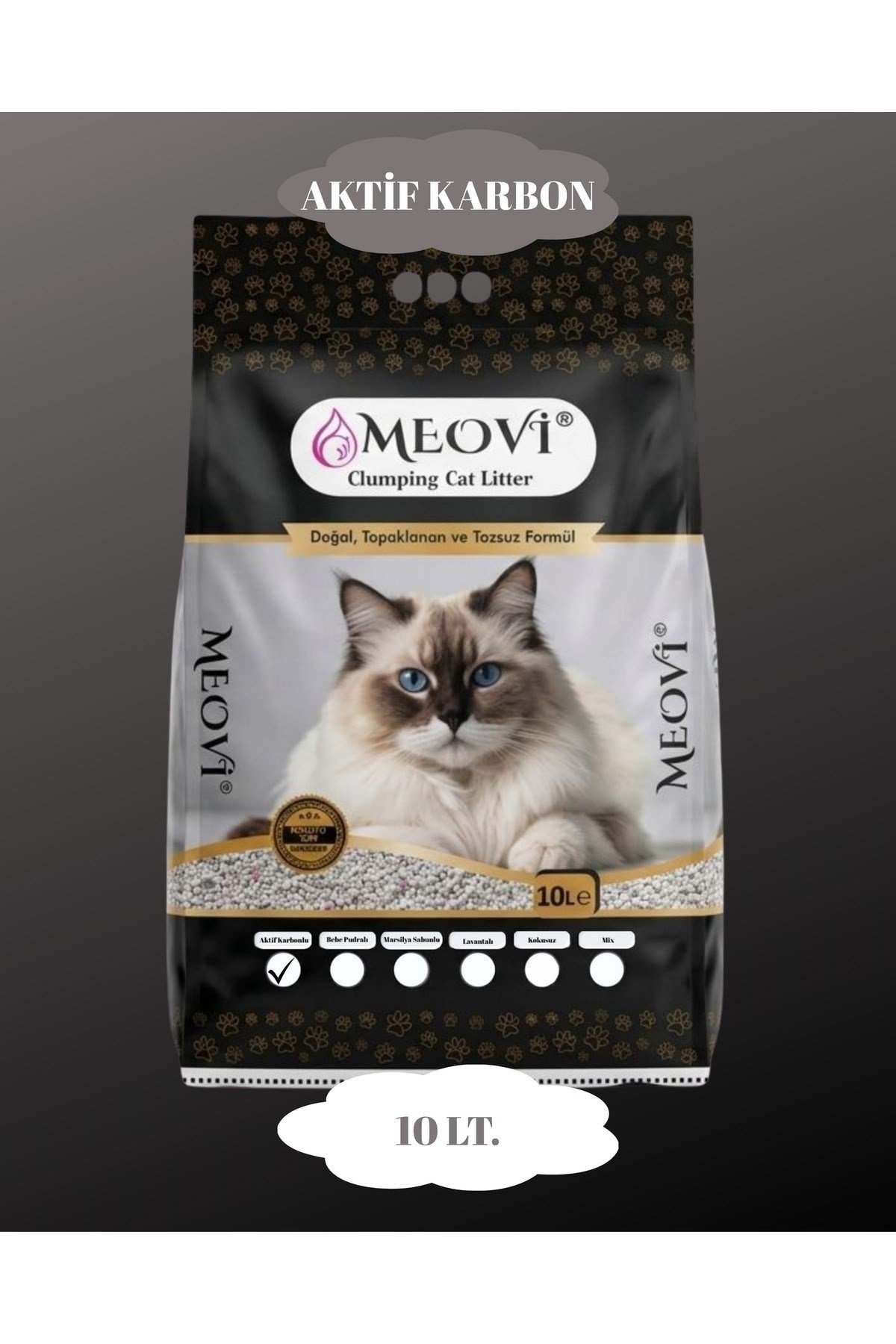 Aktif Karbonlu İnce Taneli Kedi Kumu 10 Lt.