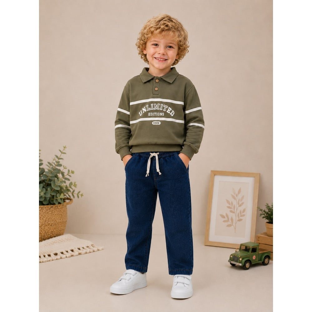 Erkek Çocuk Polo Yaka Sweatshirt ve Kot Pantolon İkili Takım